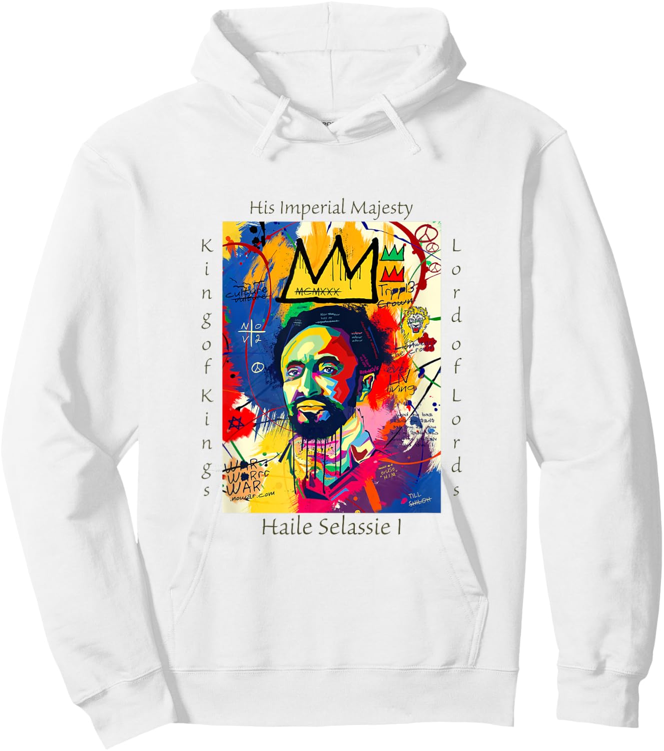 Haile Selassie Portrait Hoodie - Hoodie | White