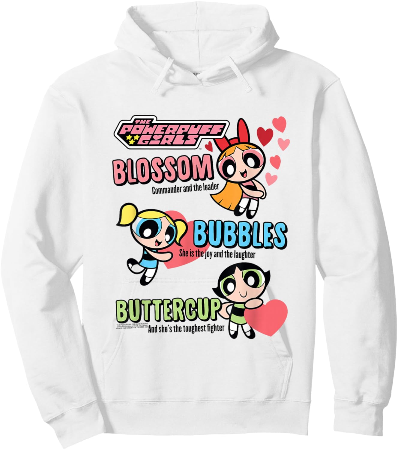 Powerpuff Girls Hearts and Trio Descriptions Cute Cartoon Hoodie - Hoodie | White