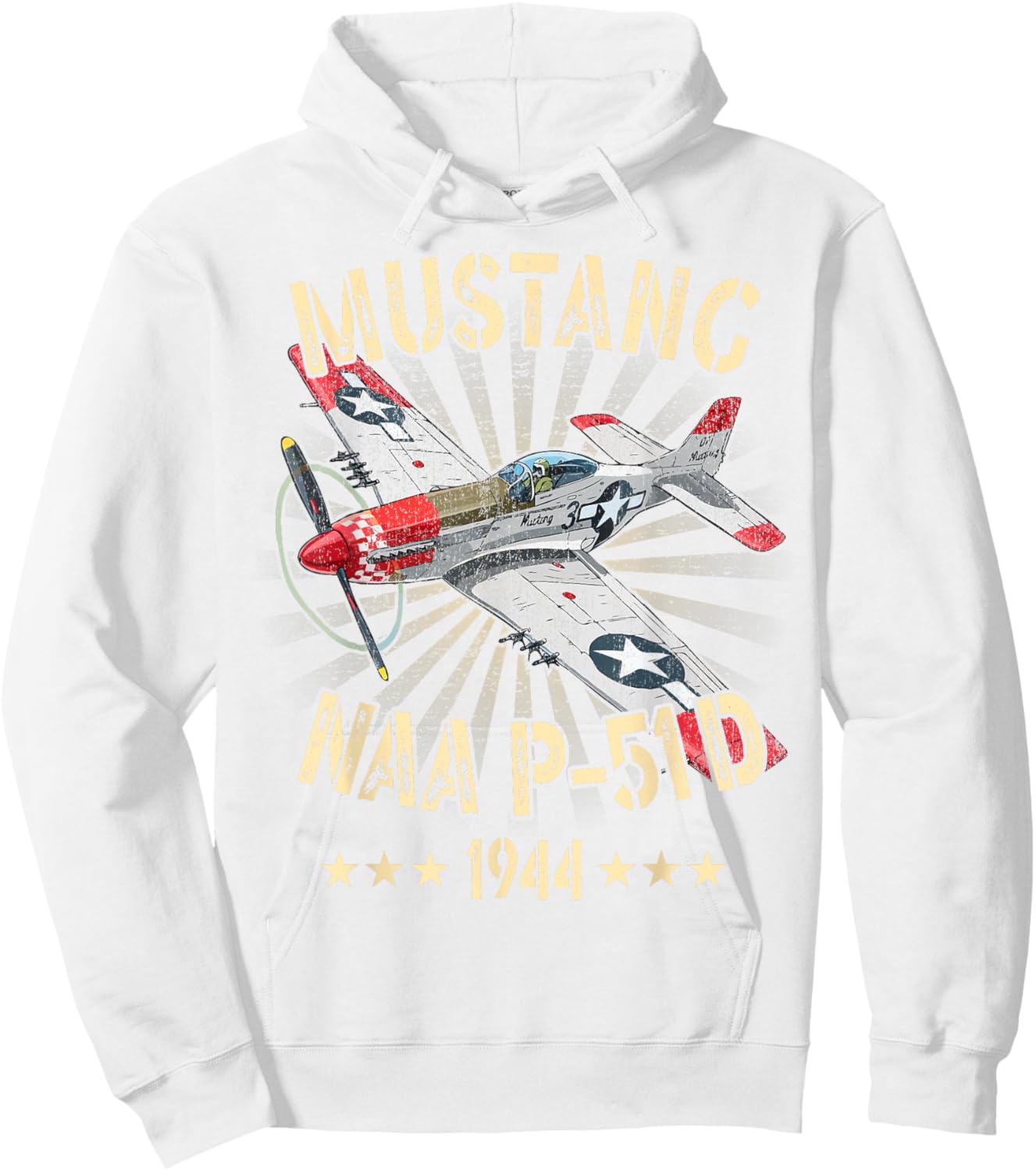 P-51D Mustang Vintage North American P-51D Fighter Warbirds Hoodie - Hoodie | White