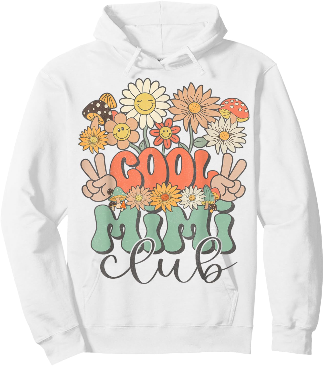 Matching Family Cool Mimi Club Floral Hippie Groovy Retro Hoodie - Hoodie | White