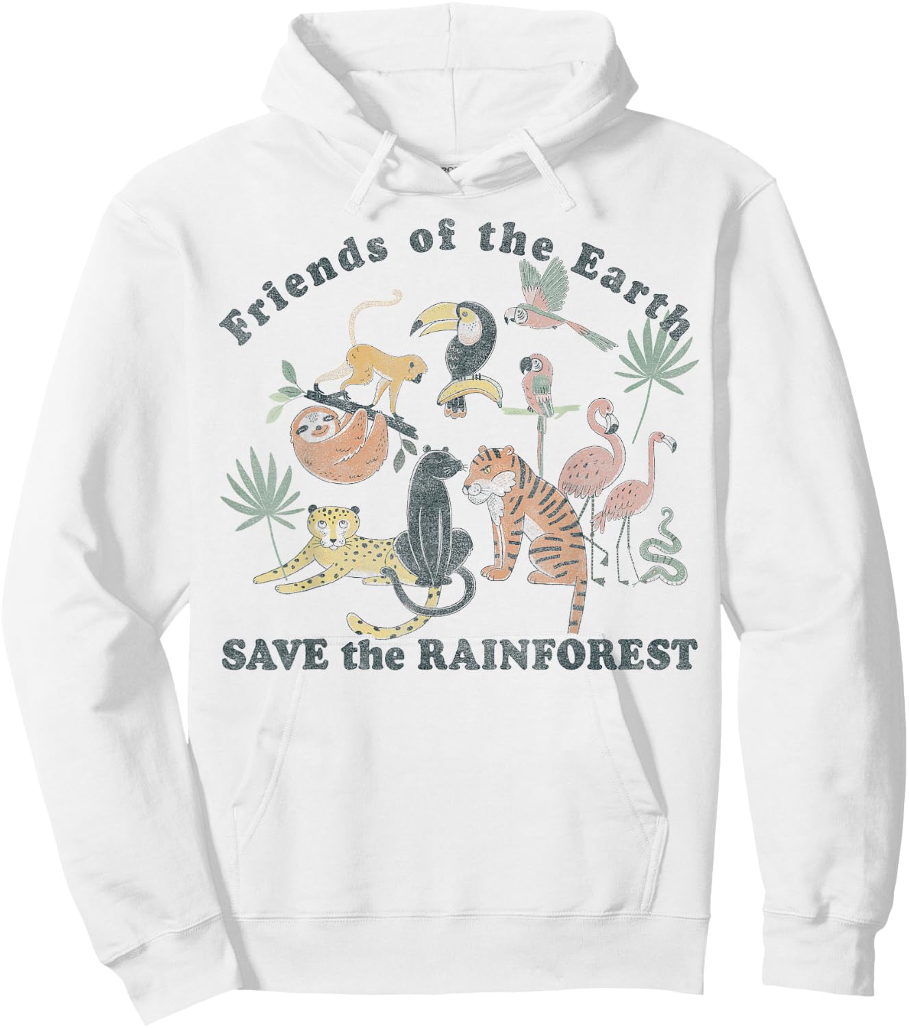 Trendy Animals Save The Rainforest Hoodie - Hoodie | White