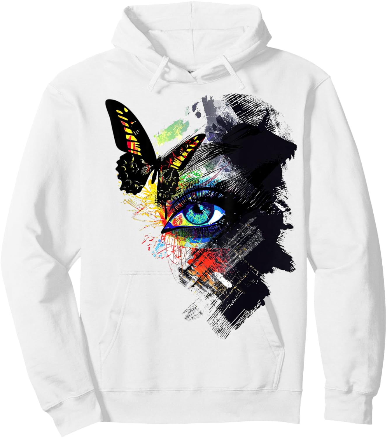 Butterfly Colorful Art Graphic Eye Hoodie - Hoodie | White