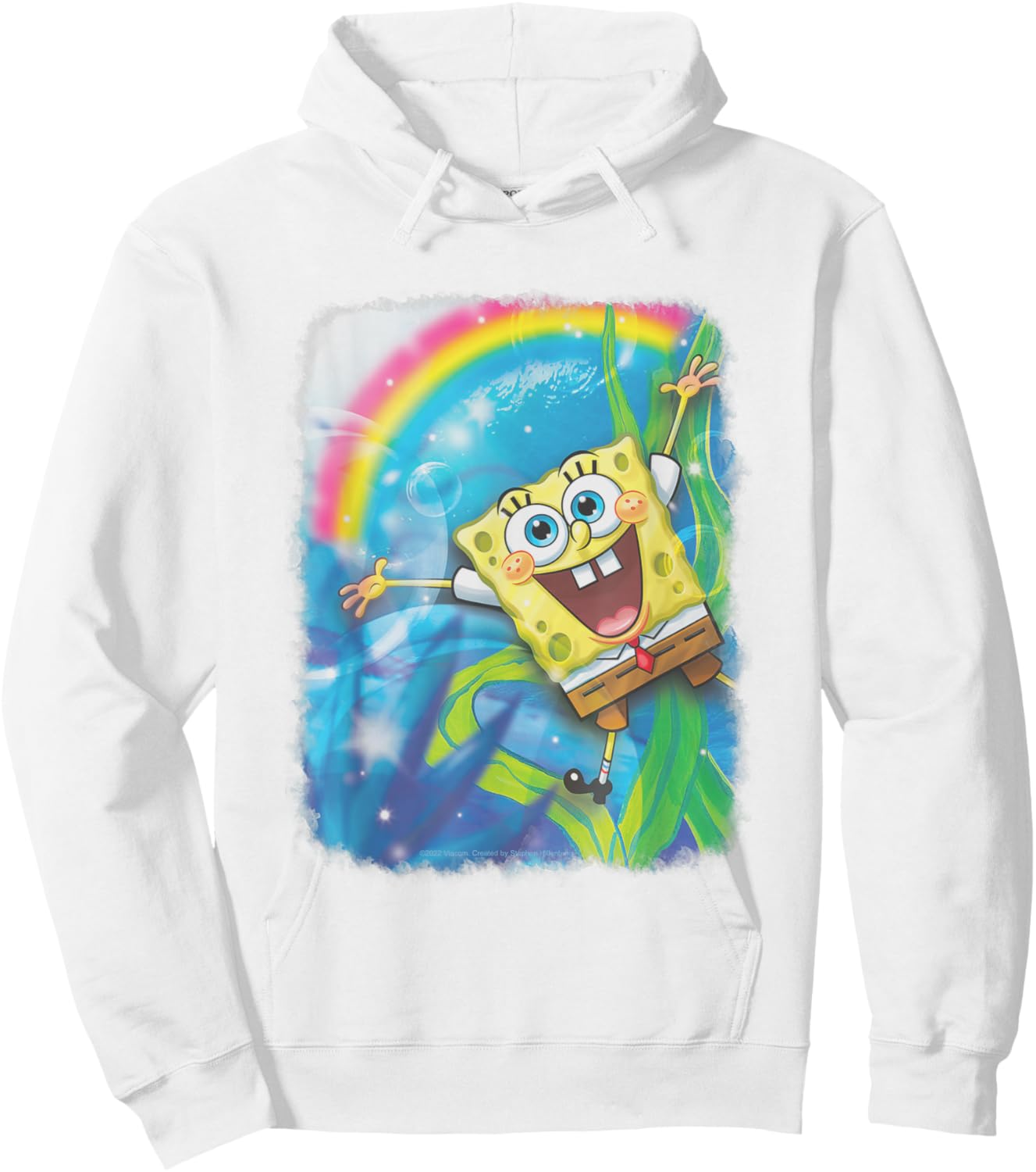 SpongeBob SquarePants Underwater Rainbow Retro Poster Hoodie - Hoodie | White
