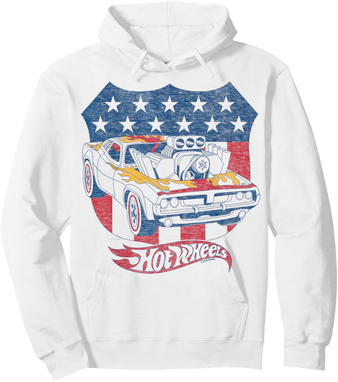 Hot Wheels - Patriotic American Flag Hoodie - Hoodie | White
