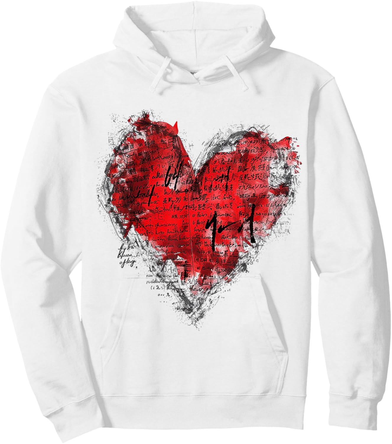 Geometric Text Art Abstract Heart Shape Graphic Geometric Hoodie - Hoodie | White
