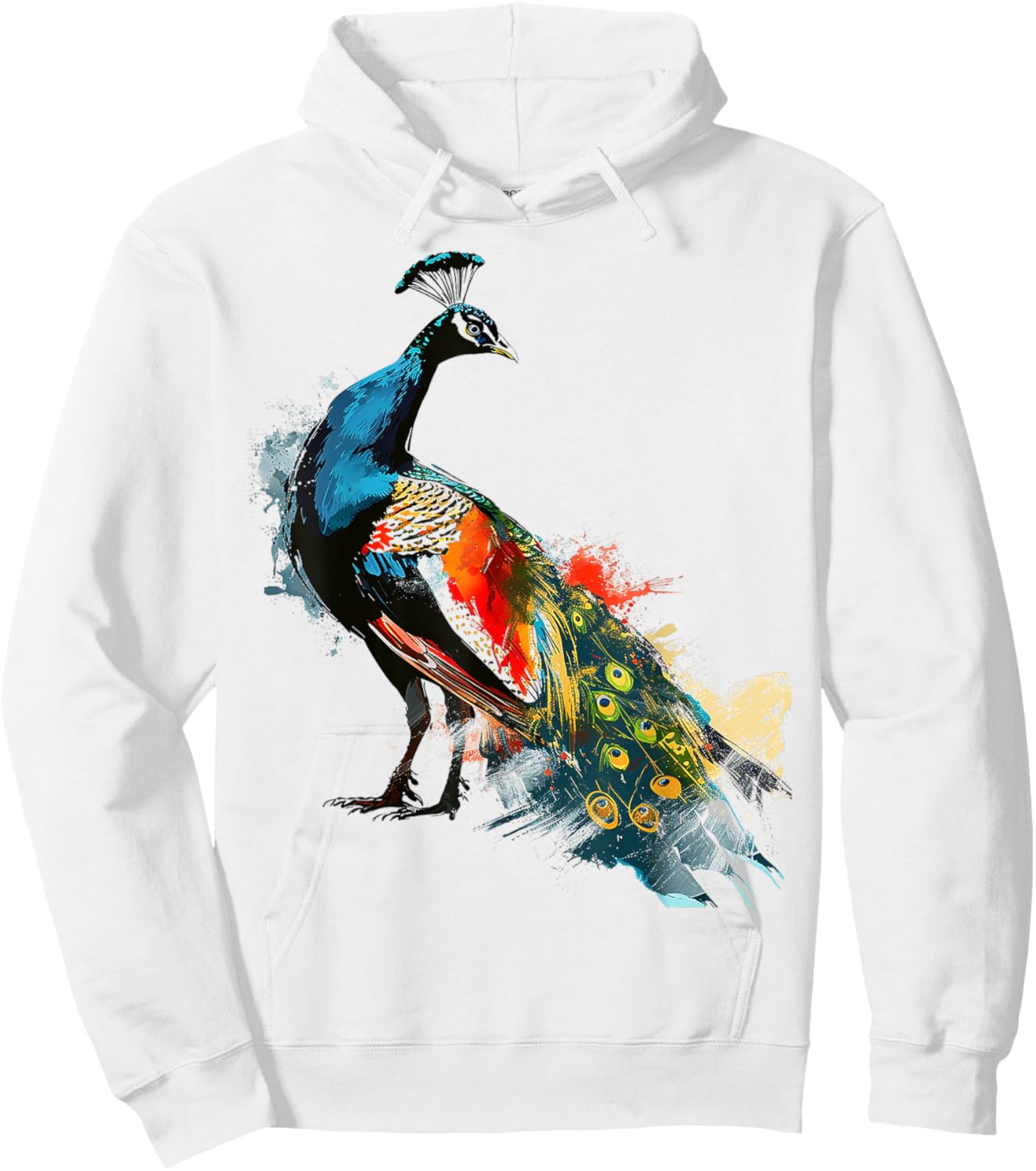 Peacock Painting Art Animal Colorful Graphic Peacock Hoodie - Hoodie | White