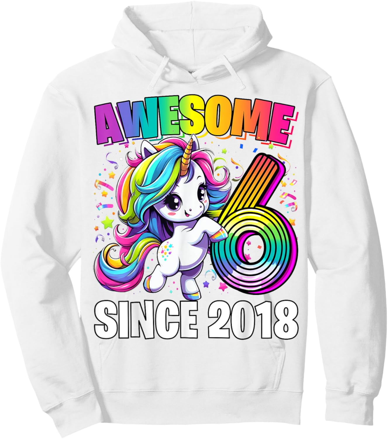 Unicorn 6th Birthday 6 Year Old Unicorn Party Girls Outfit Hoodie - Hoodie | White
