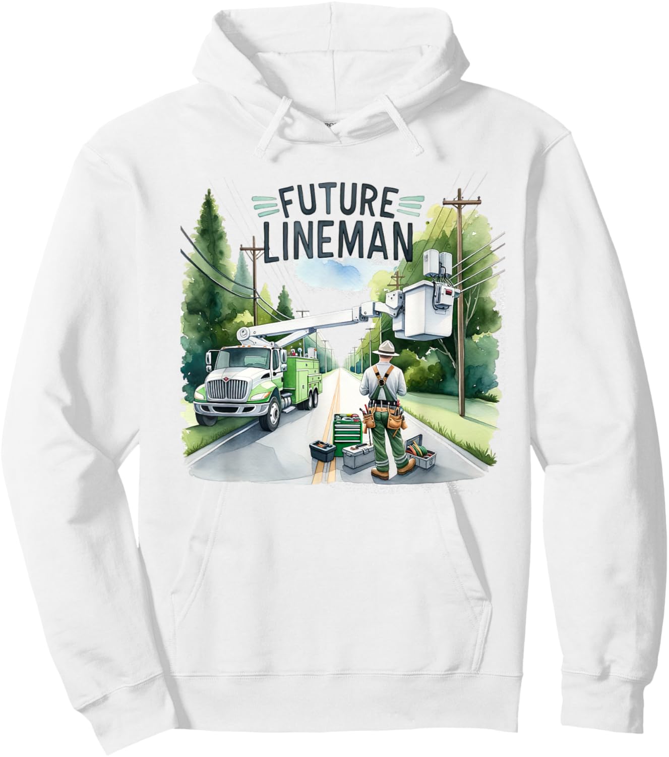 Future Lineman Bucket Truck Kid Future Electric Cable To Be Hoodie - Hoodie | White