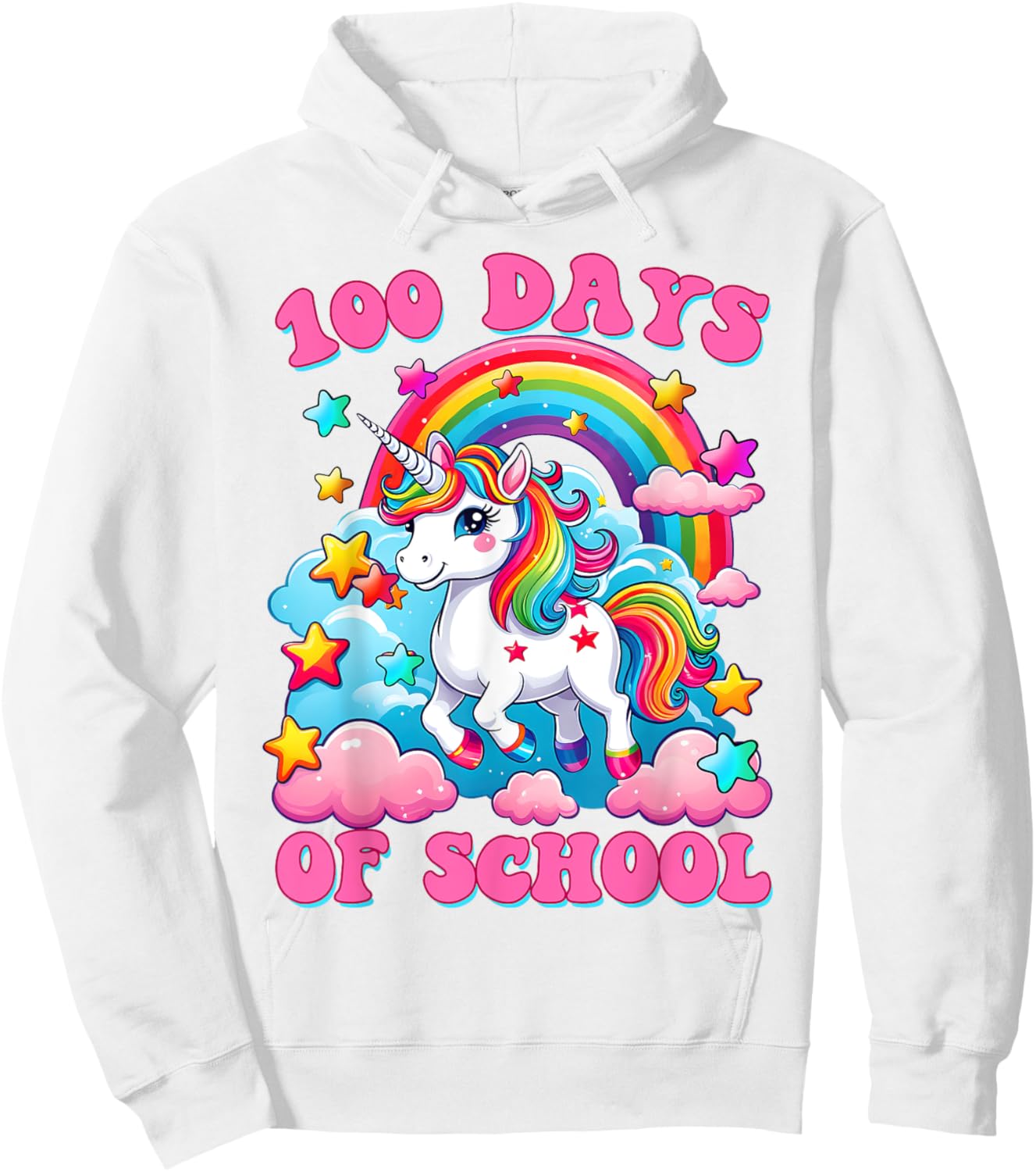100 Days of School Unicorn Girls Cute 100th Day of School Hoodie - Hoodie | White