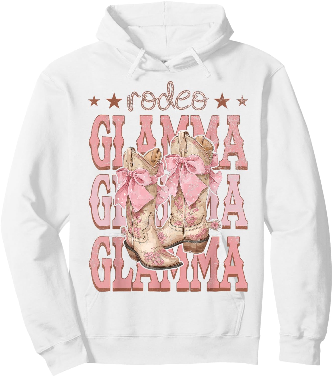 Rodeo Glamma Pink Boots Coquette Cow-Girl Birthday Party Hoodie - Hoodie | White