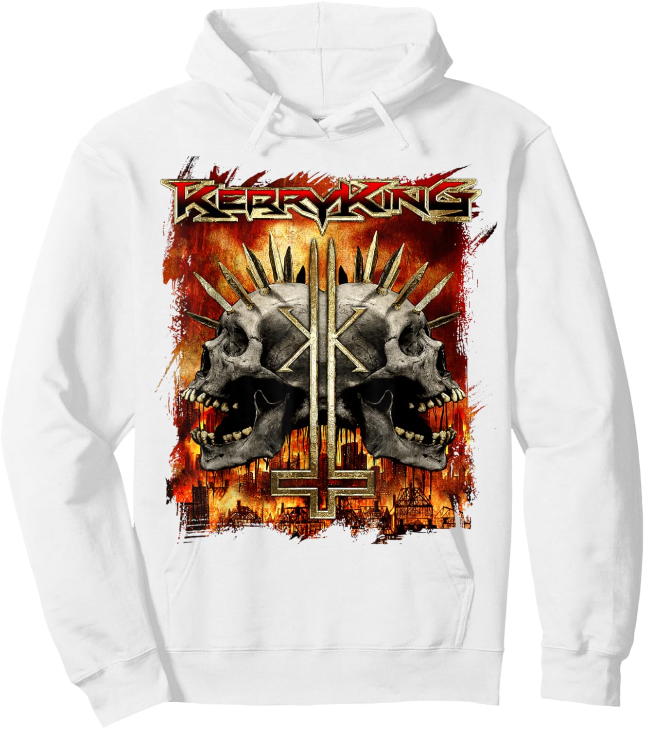 Kerry King Spikey Double Skull Hoodie - Hoodie | White