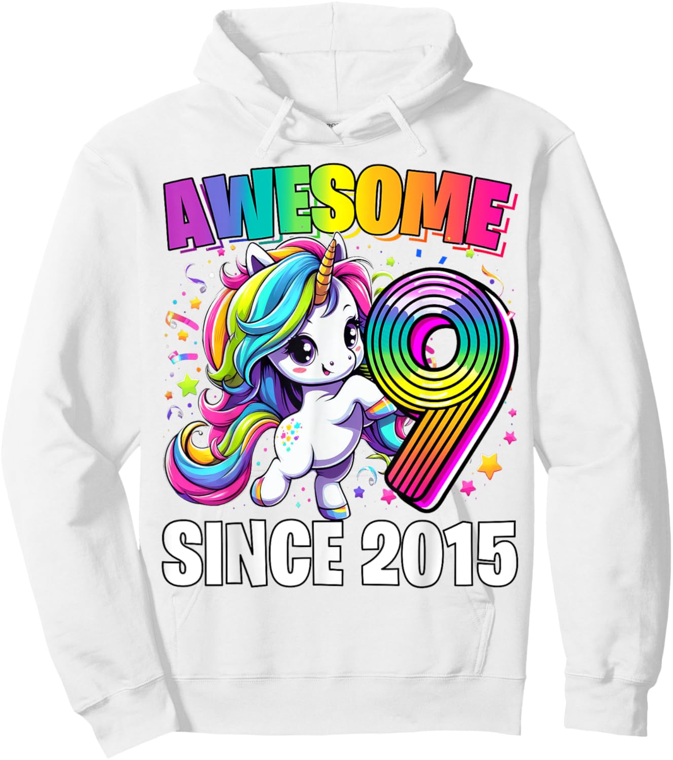 Unicorn 9th Birthday 9 Year Old Unicorn Party Girls Outfit Hoodie - Hoodie | White