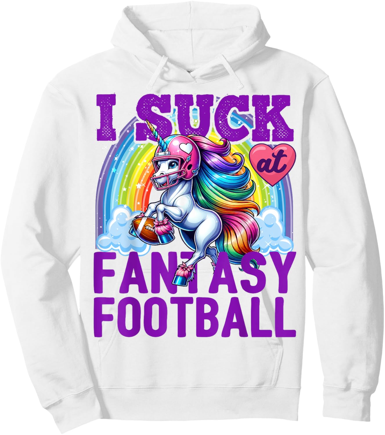 I Suck at Fantasy Football Unicorn Rainbow Loser Men Hoodie - Hoodie | White