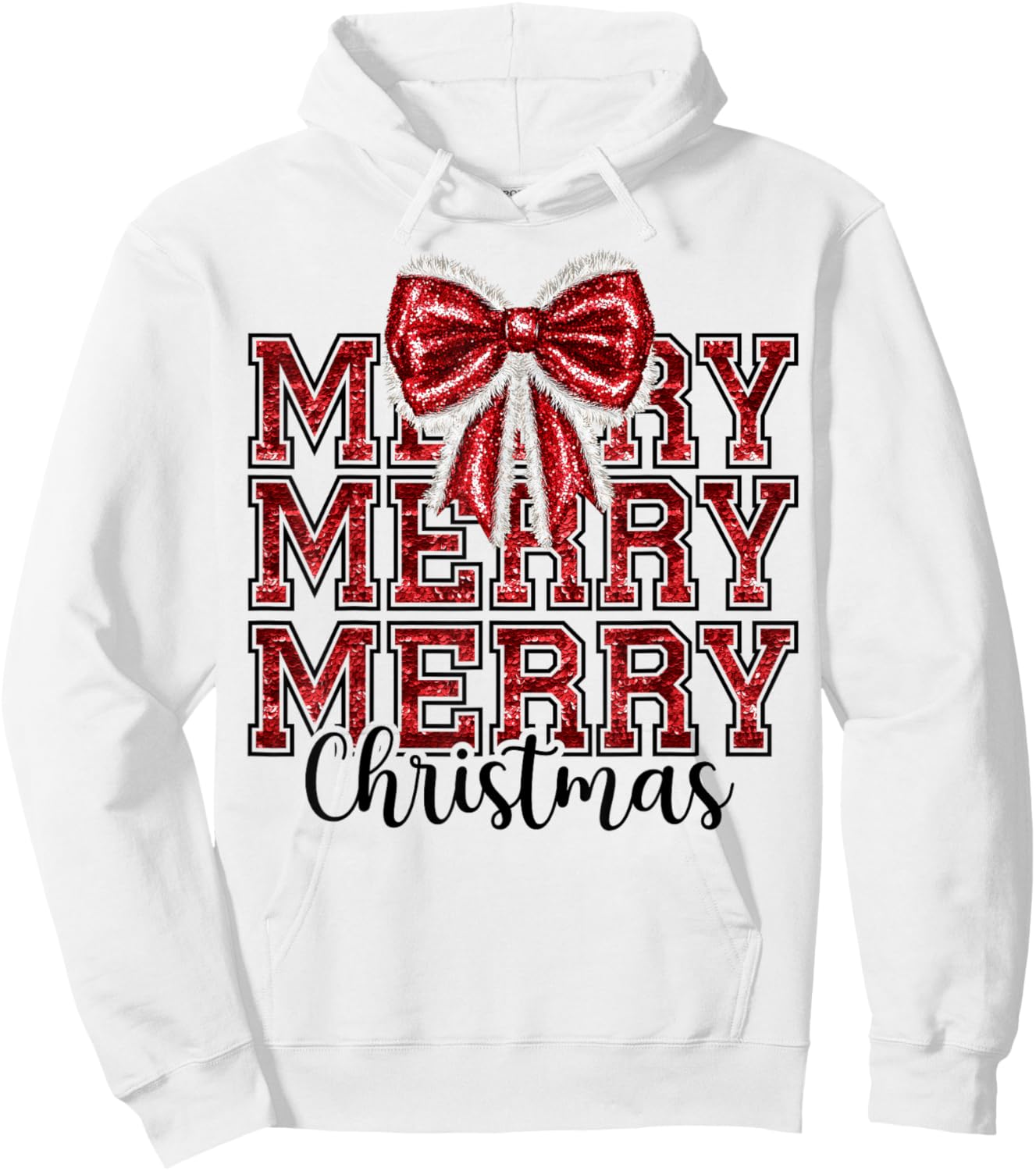 Coquette Bow Santa Claus Merry Christmas Women Xmas Pajamas Hoodie - Hoodie | White