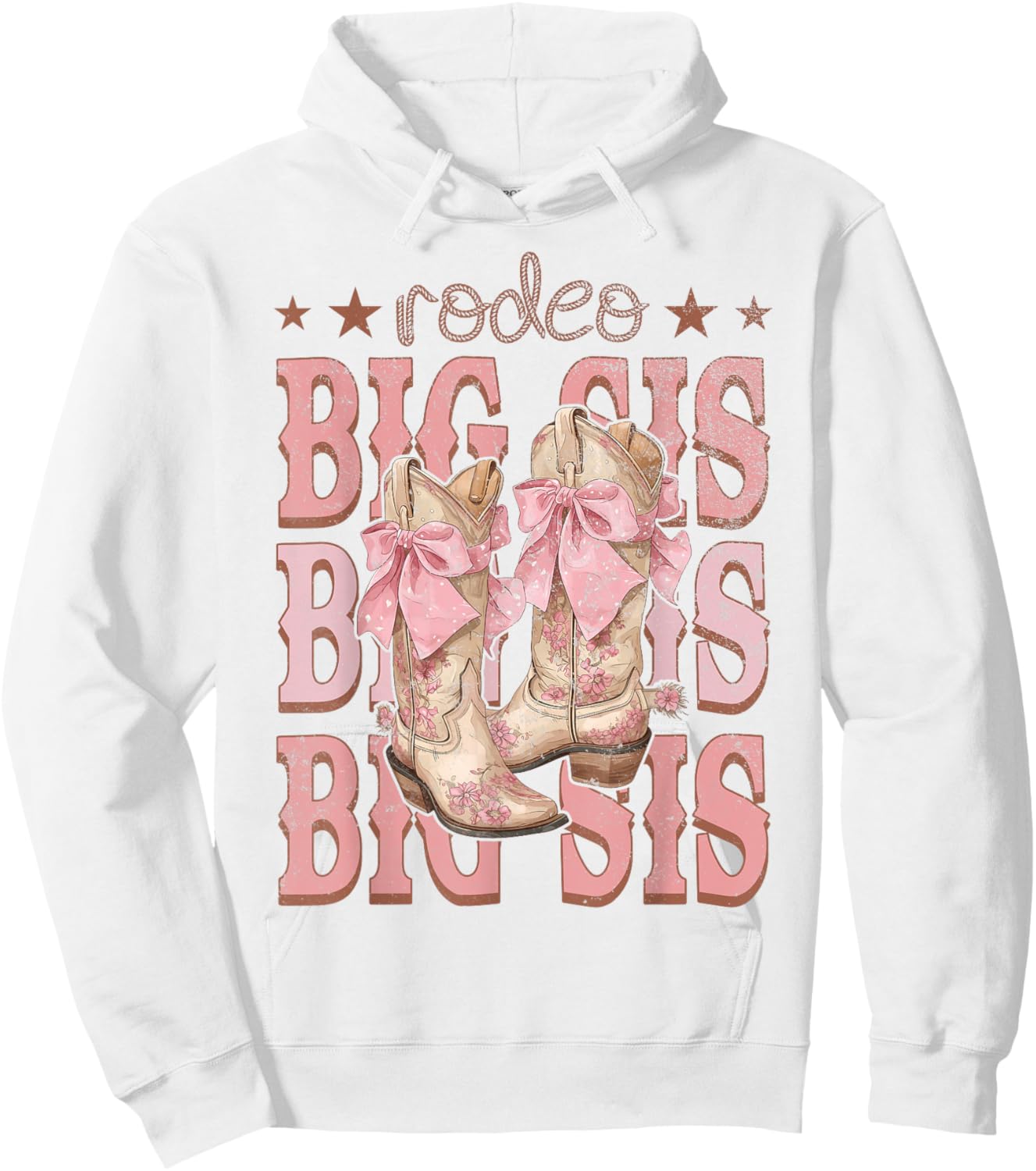 Rodeo Big Sis Pink Boots Coquette Cow-Girl Birthday Party Hoodie - Hoodie | White
