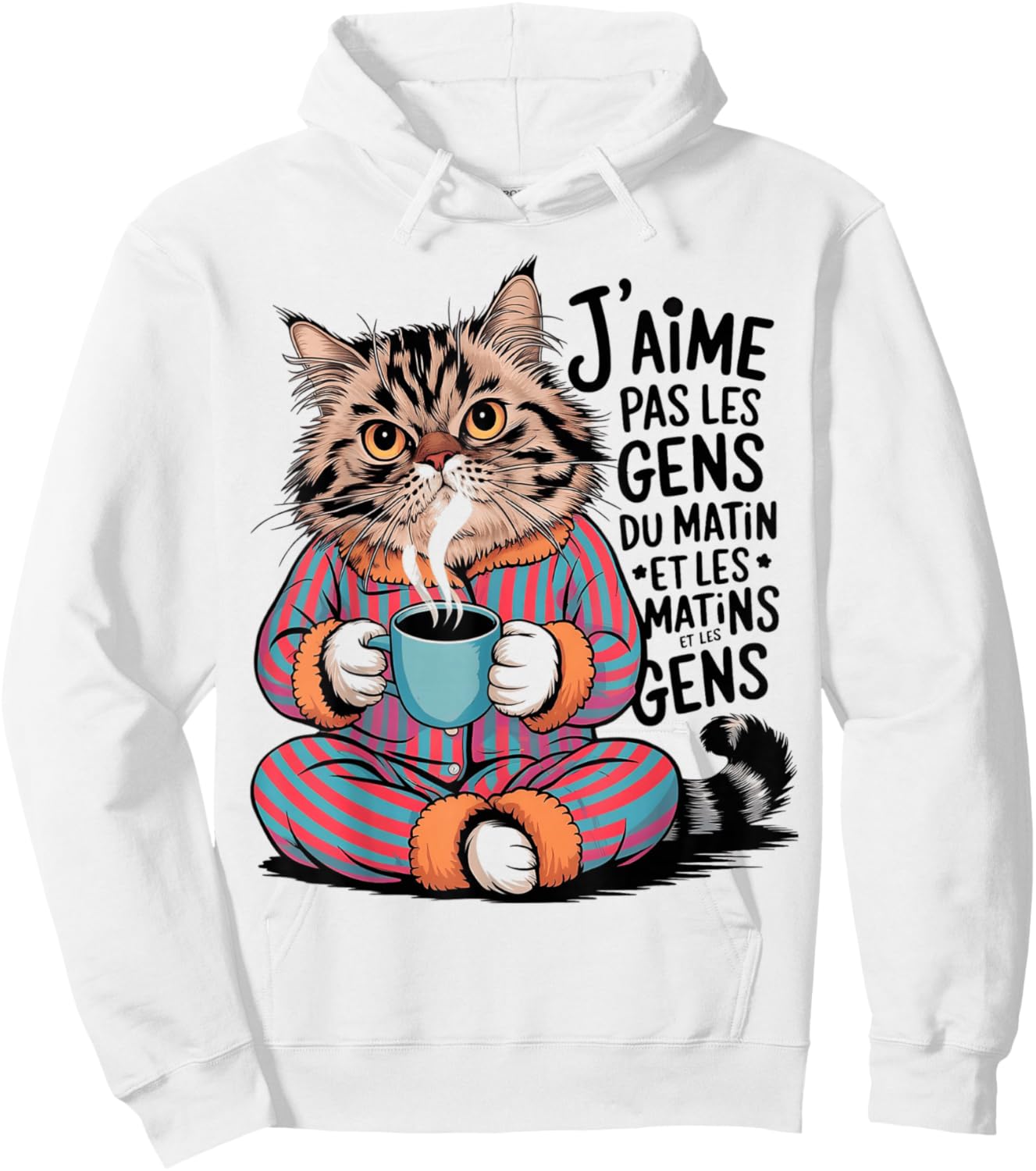 I Love Not People Cat Humor Funny Gift Coffee Morning , white, S Hoodie - Hoodie | White
