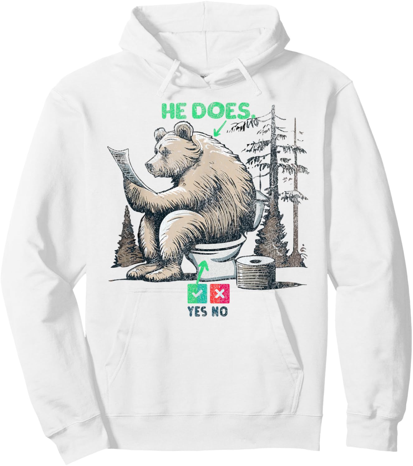 DOES A BEAR SHIT IN THE WOODS Funny Rhetorical Question Hoodie - Hoodie | White