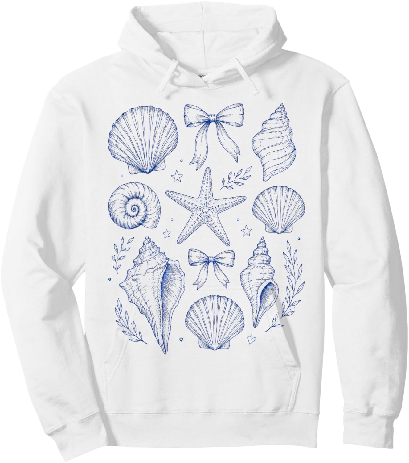 Seashell Coquette Bow Starfish Seashell Summer for Girls Hoodie - Hoodie | White