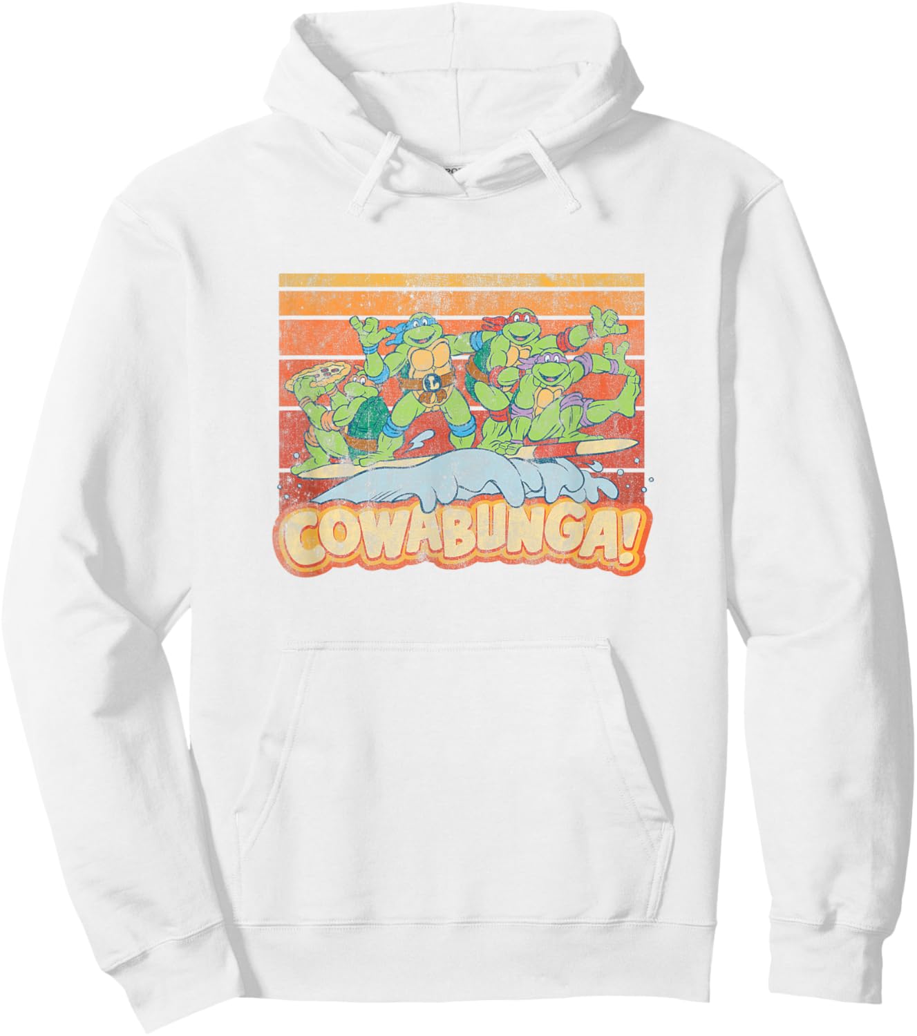 Teenage Mutant Ninja Turtles Cowabunga! Surfing Distressed Hoodie - Hoodie | White