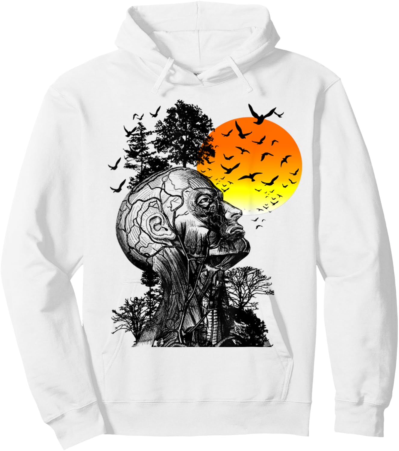 Vintage Funny Hangover Human Tree Retro Artistic Sunset Hoodie - Hoodie | White