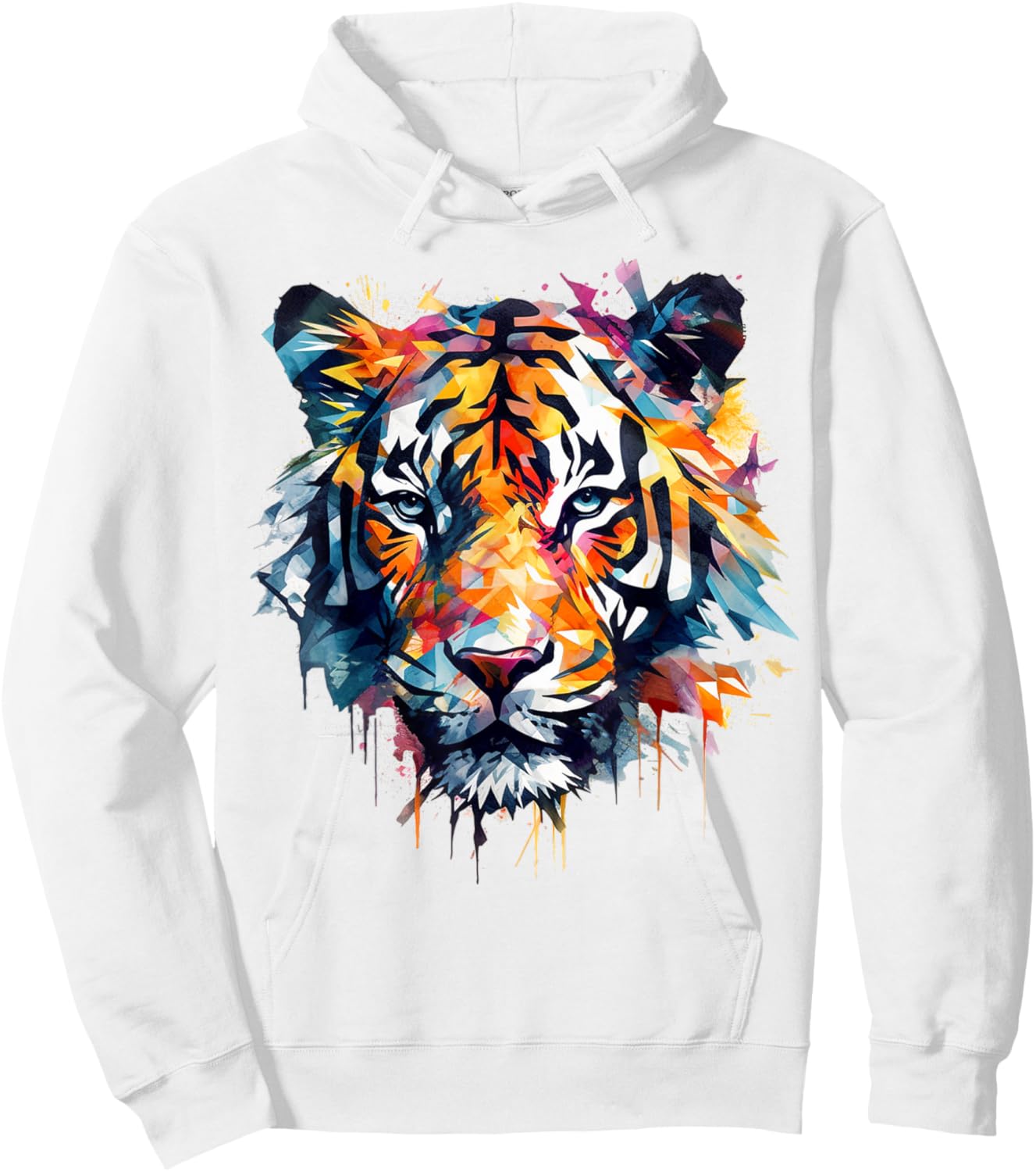 Tiger Artwork - Colourful Art Zoo Animal Tiger Hoodie - Hoodie | White