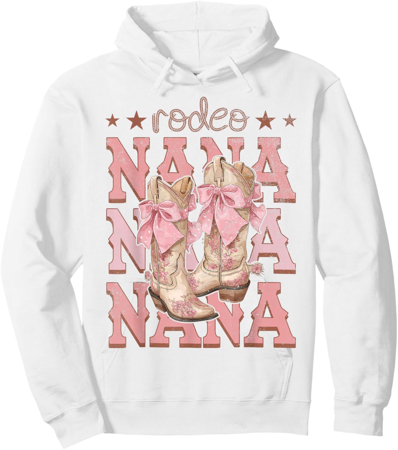 Rodeo Nana Pink Boots Coquette Cow-Girl Birthday Party Hoodie - Hoodie | White