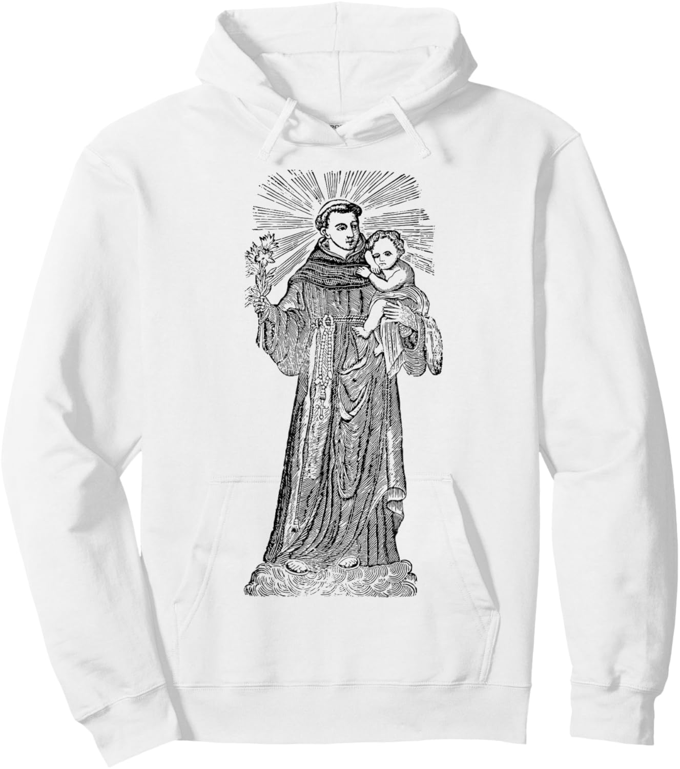 St Anthony of Padua Baby Jesus Vintage Catholic Patron Saint Hoodie - Hoodie | White