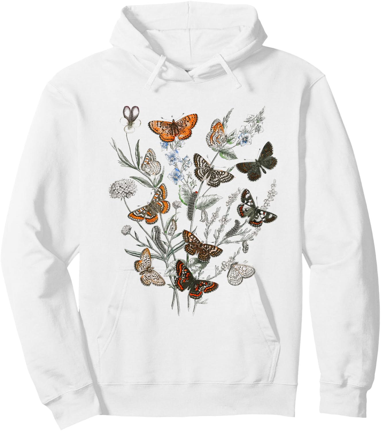 Cute Butterflies Floral Graphic Butterfly Tree Hoodie - Hoodie | White