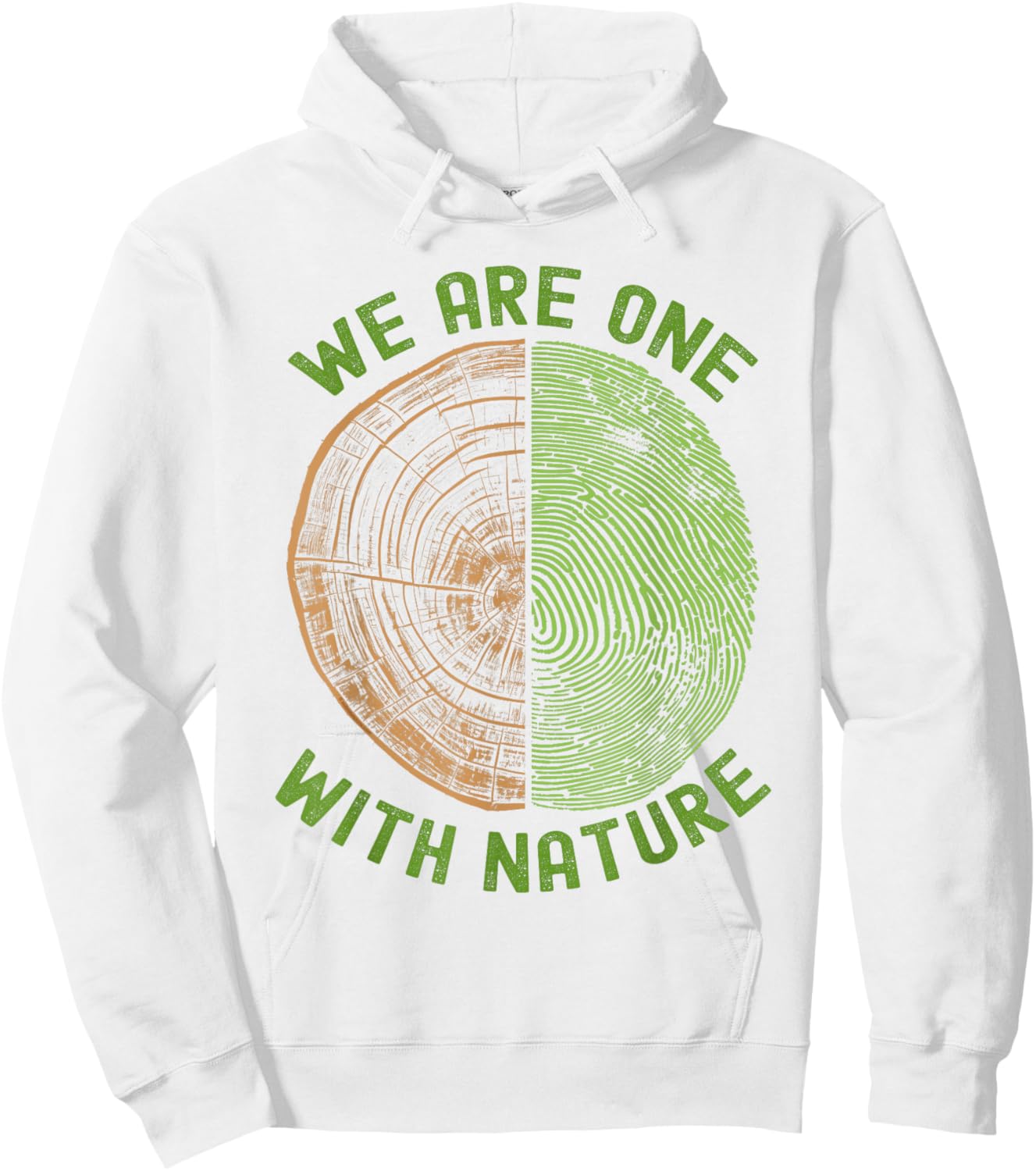 We are One with Nature Tree Rings & Fingerprint Earth Day Hoodie - Hoodie | White