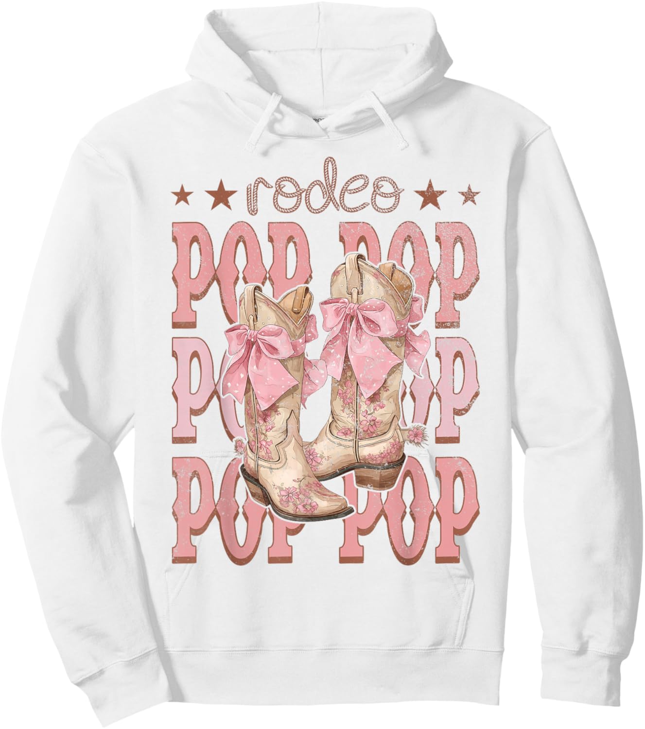 Rodeo Pop Pop Pink Boots Coquette Cow-Girl Birthday Party Hoodie - Hoodie | White