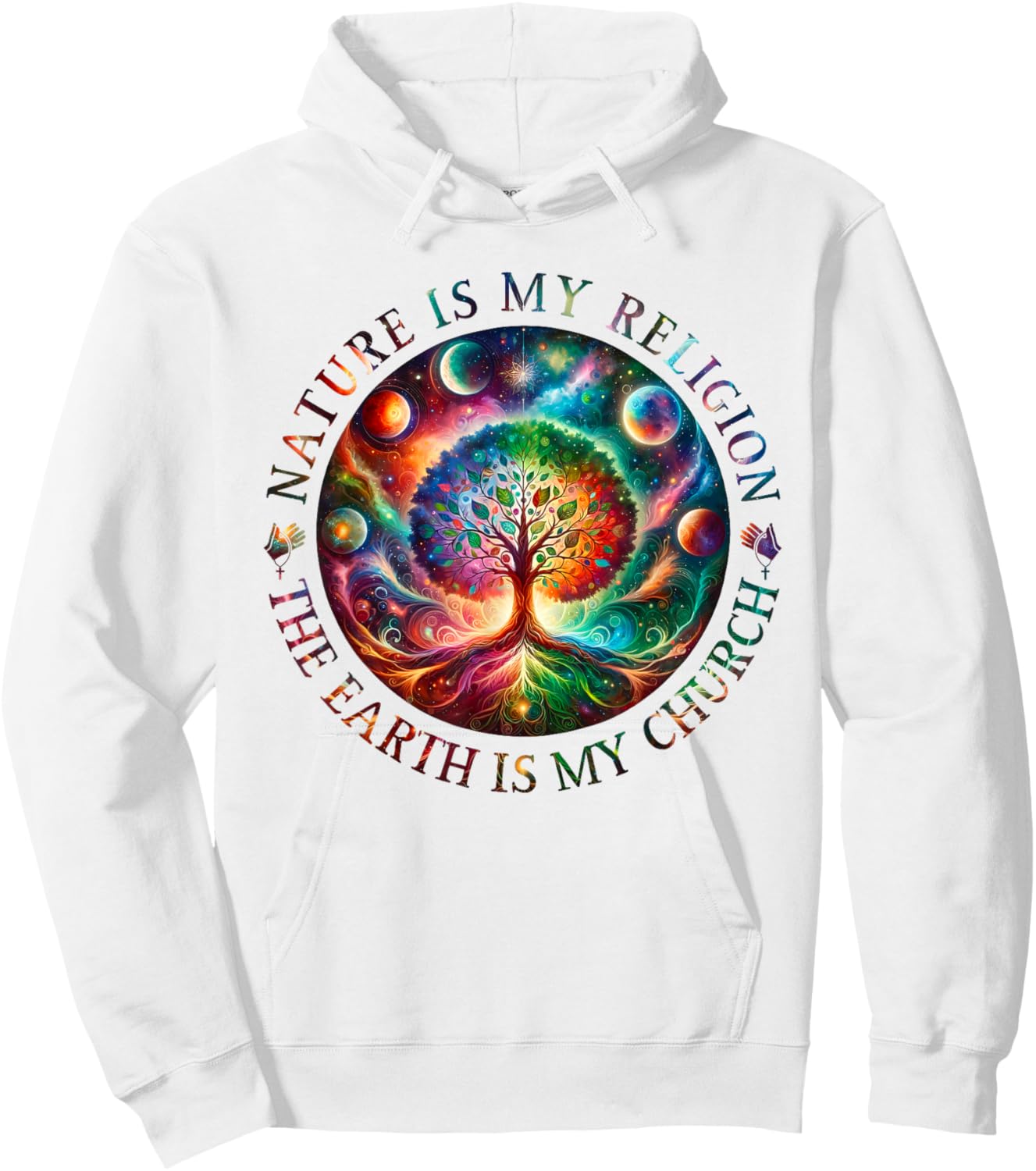 Nature Is My Religion The Earth Is My Church Mandala Tree Hoodie - Hoodie | White