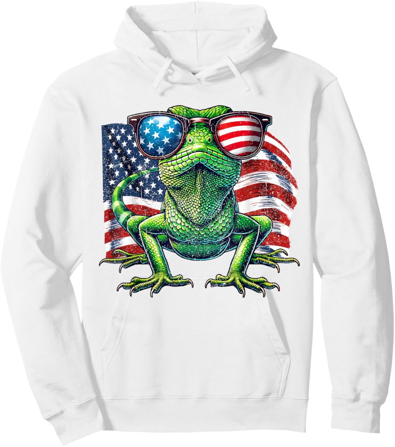 Vintage Green Anole Lovers Patriotic America Flag Sunglasses Hoodie - Hoodie | White