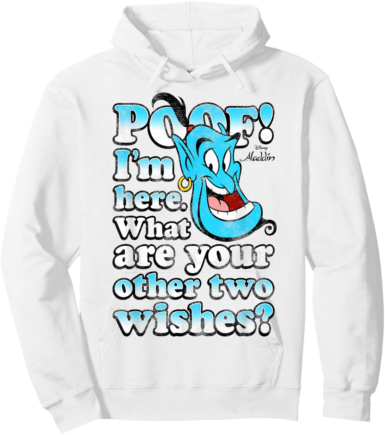 Disney Aladdin Genie Poof! 2 Wishes Gradient Text Portrait Hoodie - Hoodie | White