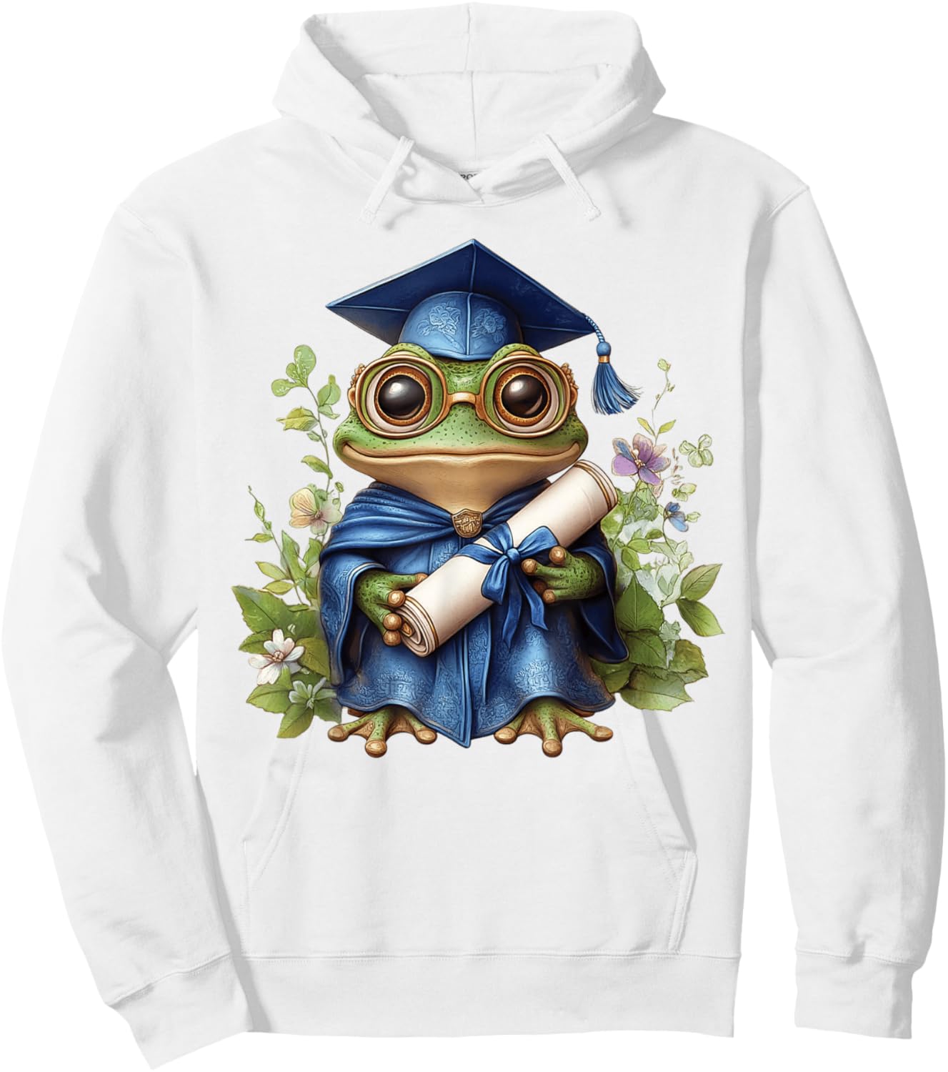 Cute Graduation Frog Holding Diploma T Shirt Hoodie - Hoodie | White
