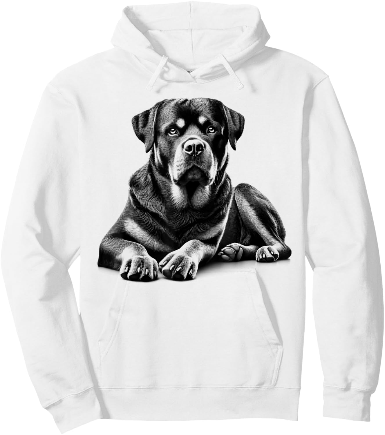 Rottweiler Dog in Lying Pose Hoodie - Hoodie | White