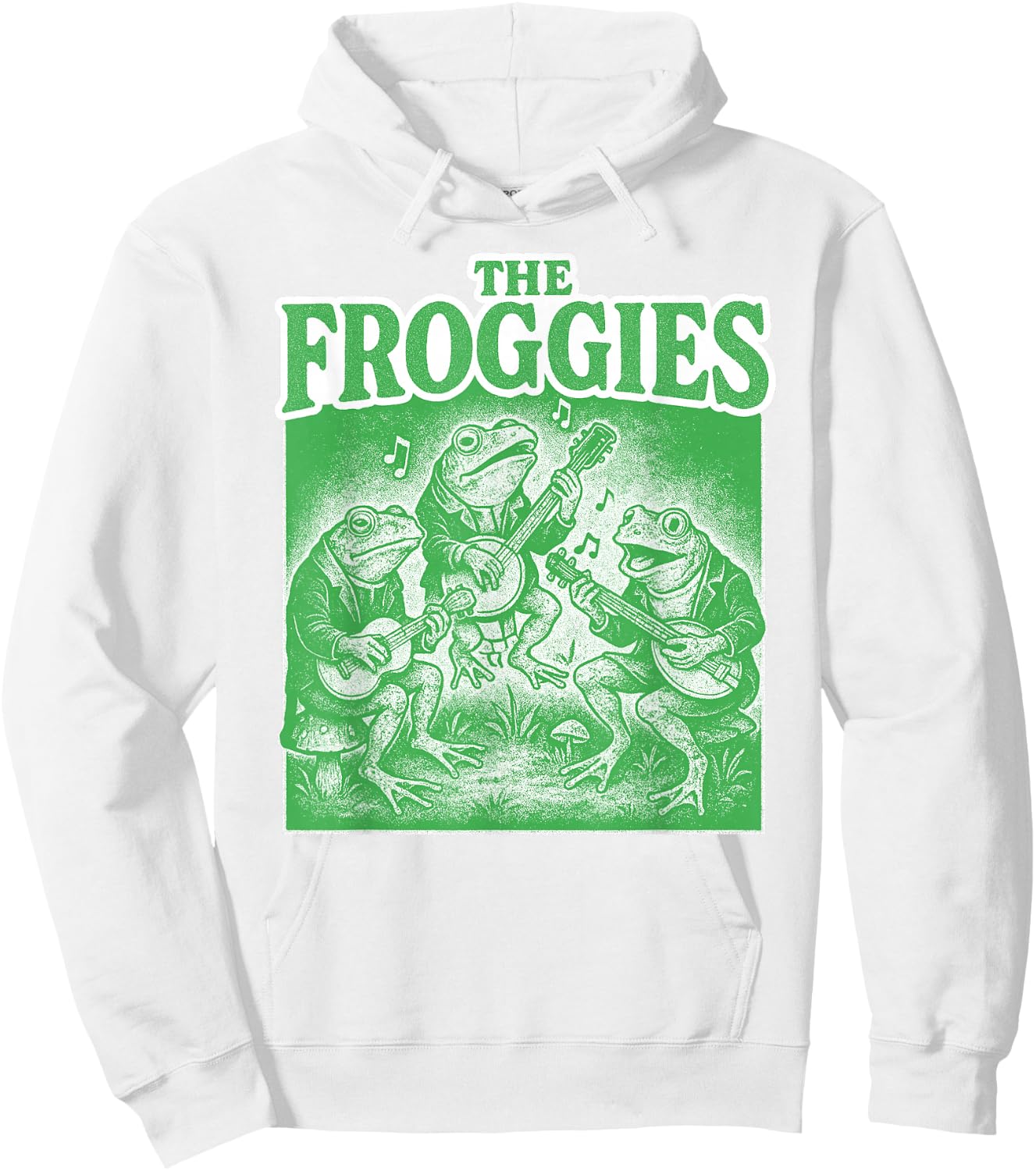 The Froggies Frog Band Art - Vintage Musical Frogs Hoodie - Hoodie | White