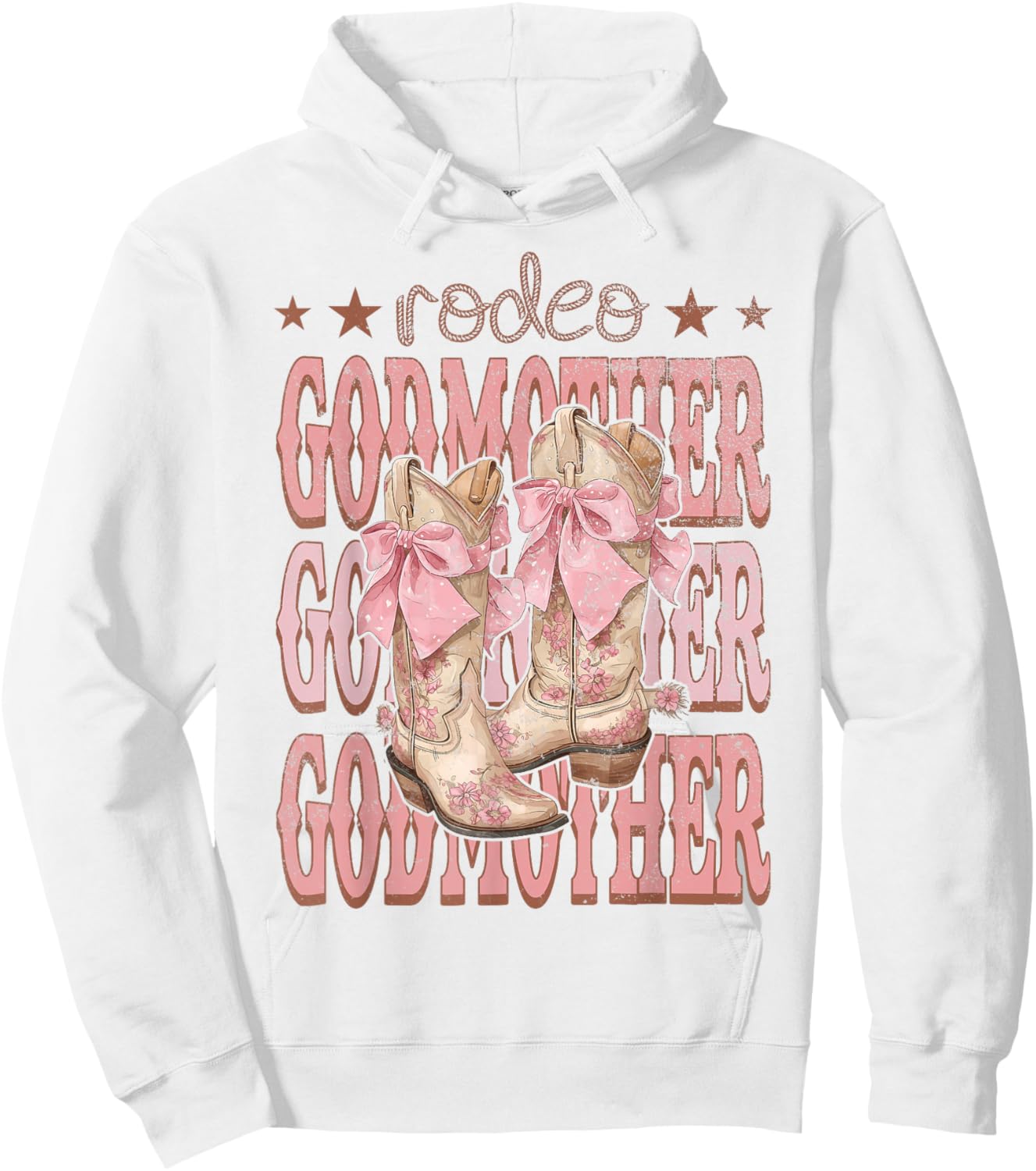 Rodeo GodMother Pink Boots Coquette Cow-Girl Birthday Party Hoodie - Hoodie | White