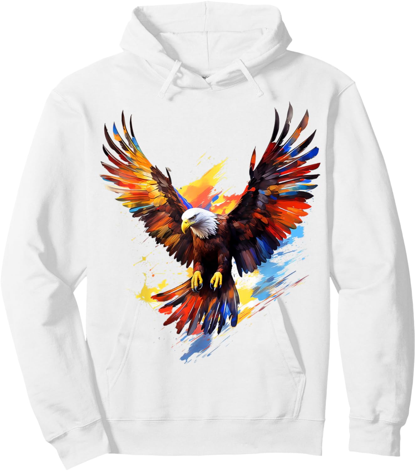 Eagle Painting Art Abstract Animal Colorful Graphic Eagle Hoodie - Hoodie | White