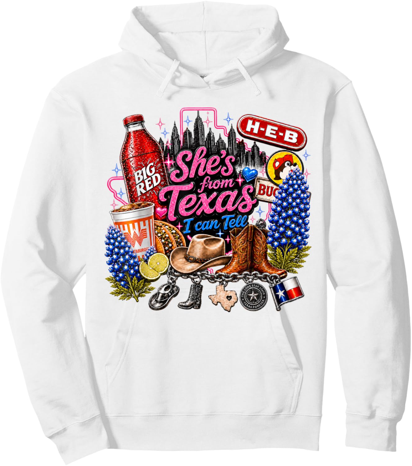 Shes from Texas I Can Tell State Pride Hoodie - Hoodie | White