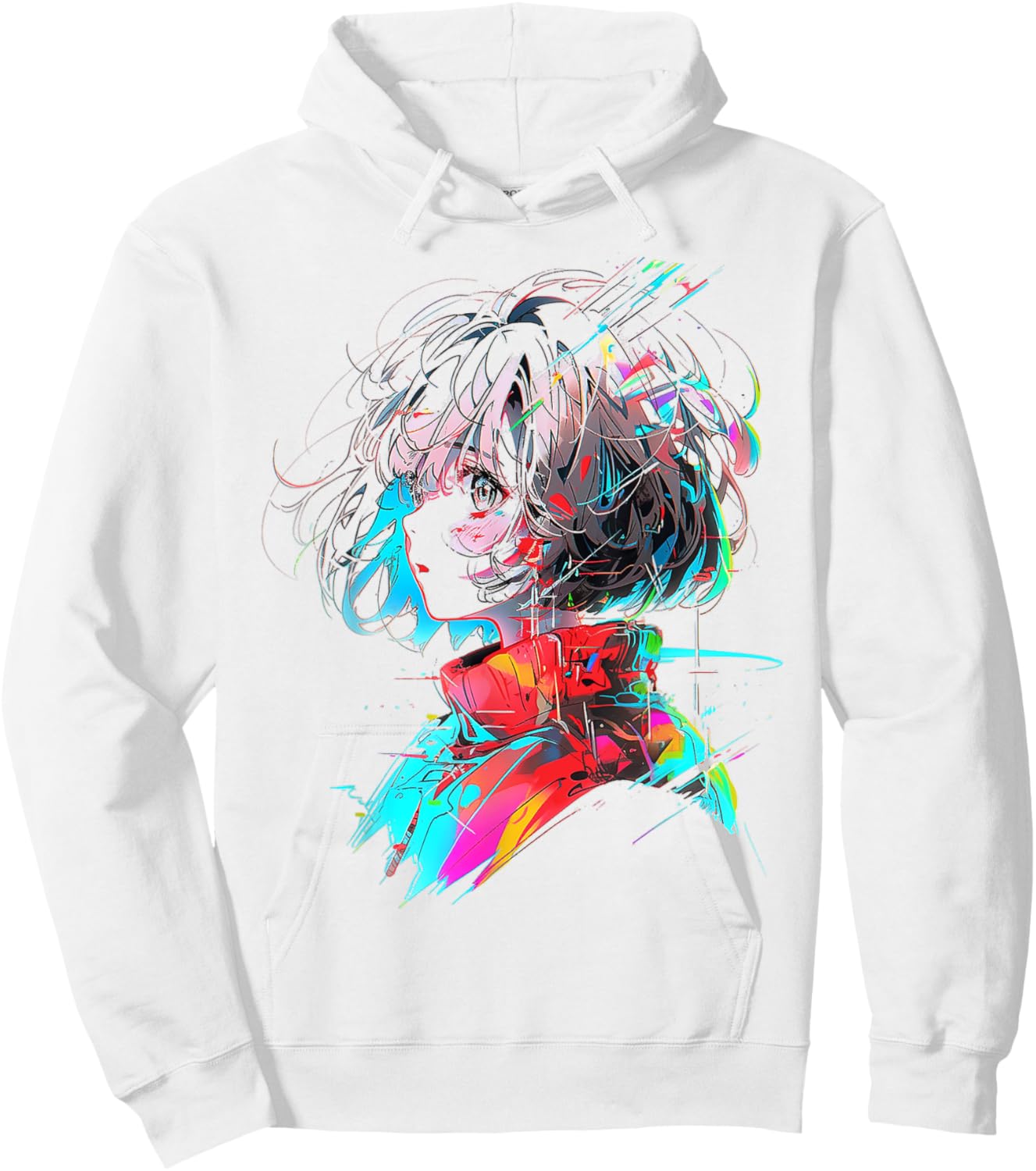 Anime Women Art Colorful Human Abstract Graphic Anime Hoodie - Hoodie | White