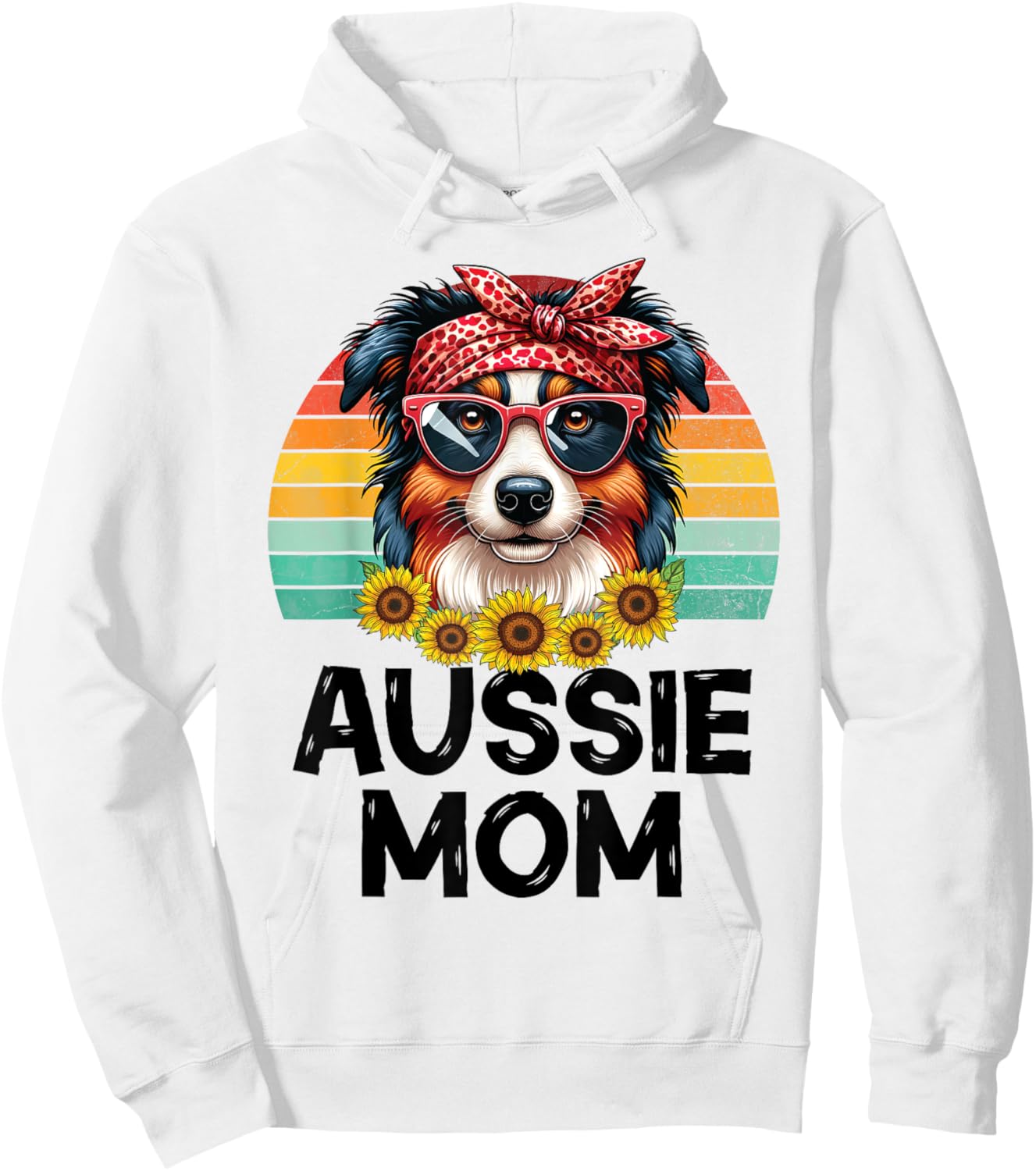 Floral Australian Shepherd Dog Mama Aussie Mom Mother's Day Hoodie - Hoodie | White
