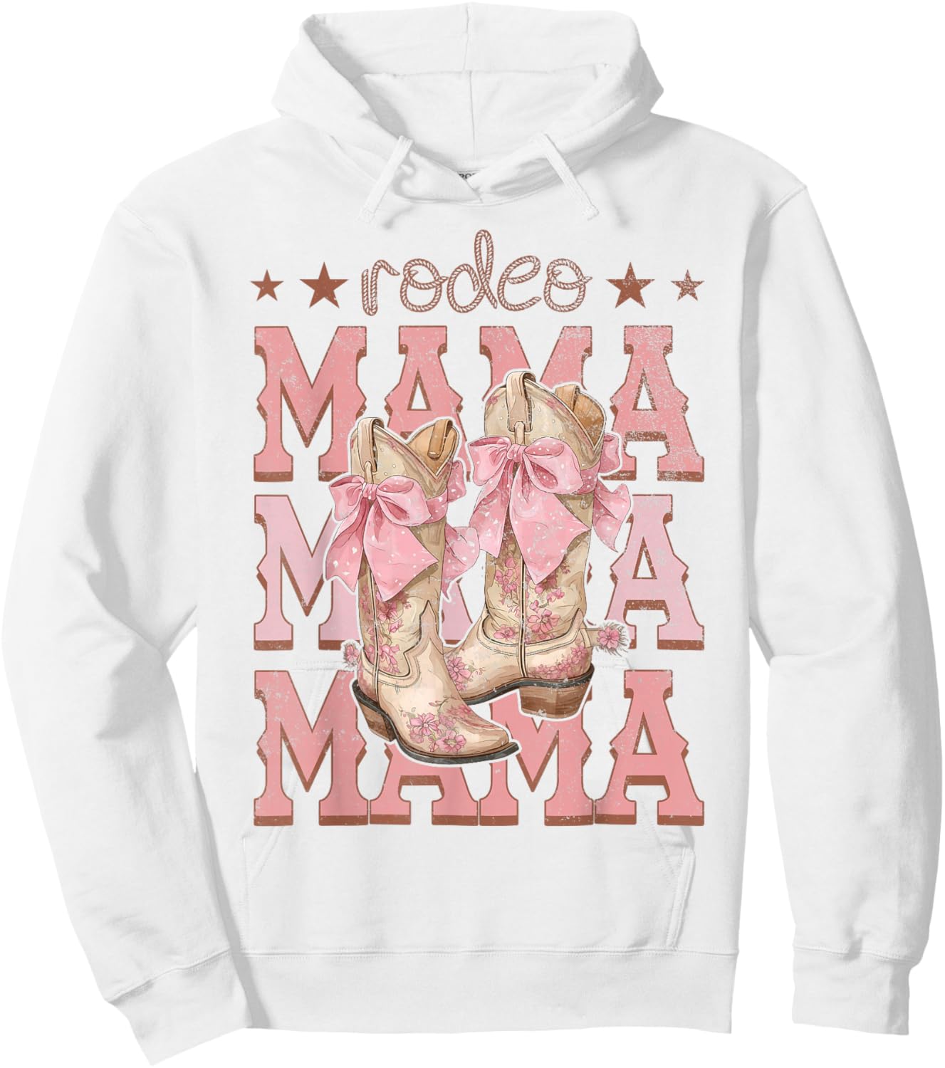Rodeo Mama Pink Boots Coquette Cow-Girl Birthday Party Hoodie - Hoodie | White