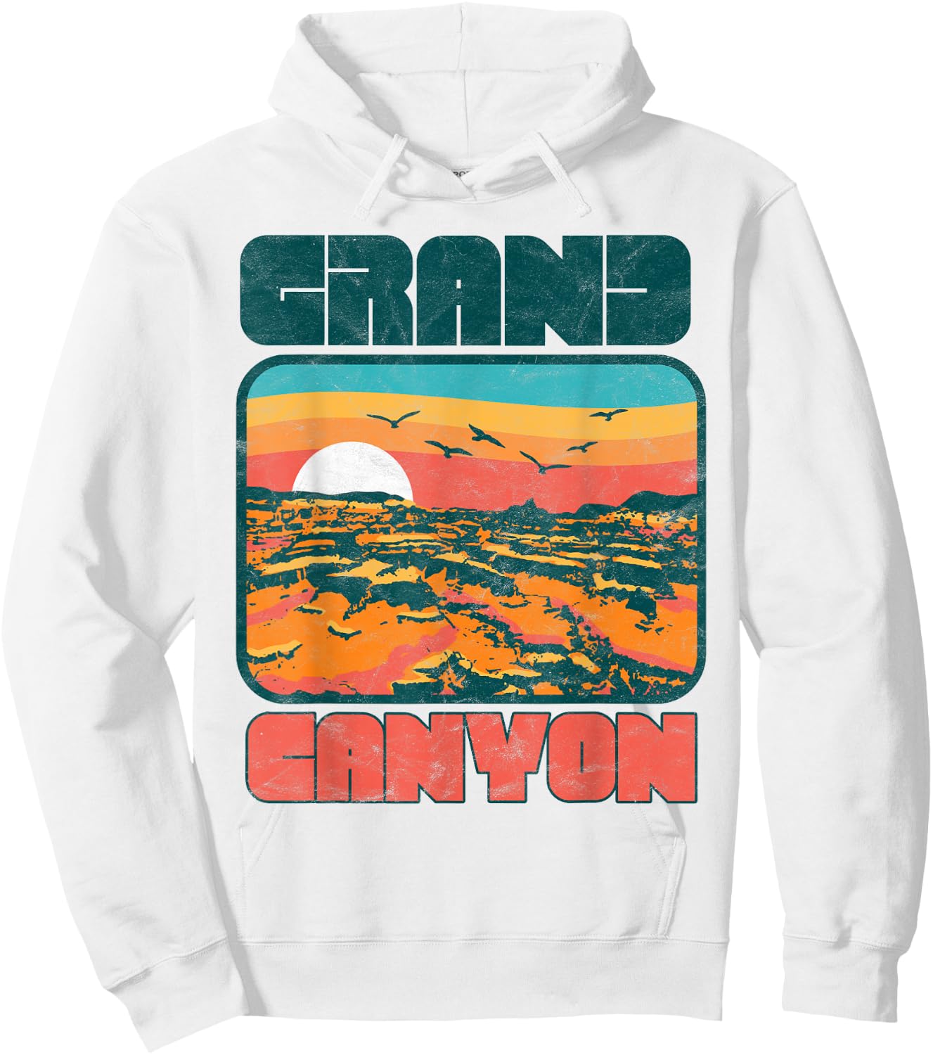 Vintage 80's Grand Canyon Retro Vibe Graphic Hoodie - Hoodie | White