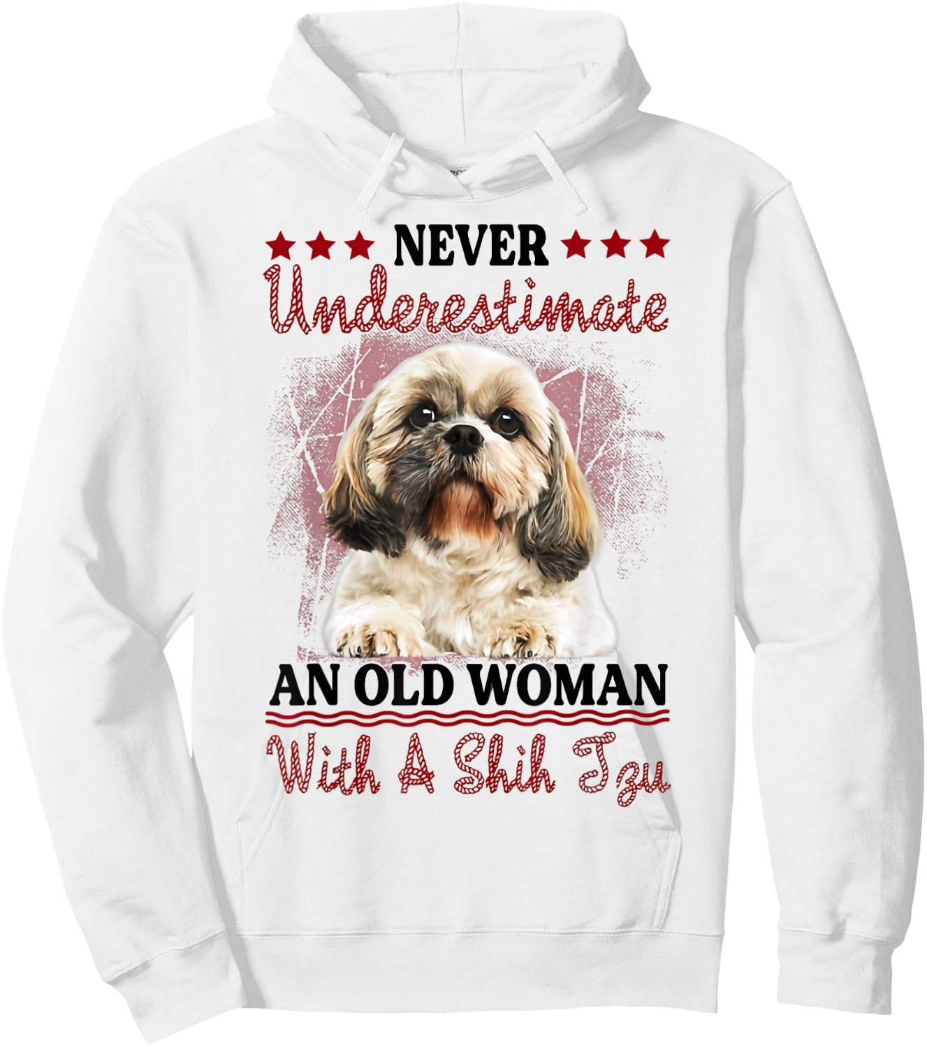 Never Underestimate Old Woman with A Shih Tzu Puppy Face Hoodie - Hoodie | White