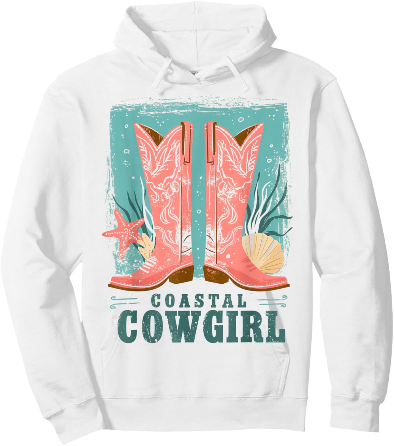 Coastal Cowgirl | Western Country Beach Surfer Girl Cowboy Hoodie - Hoodie | White