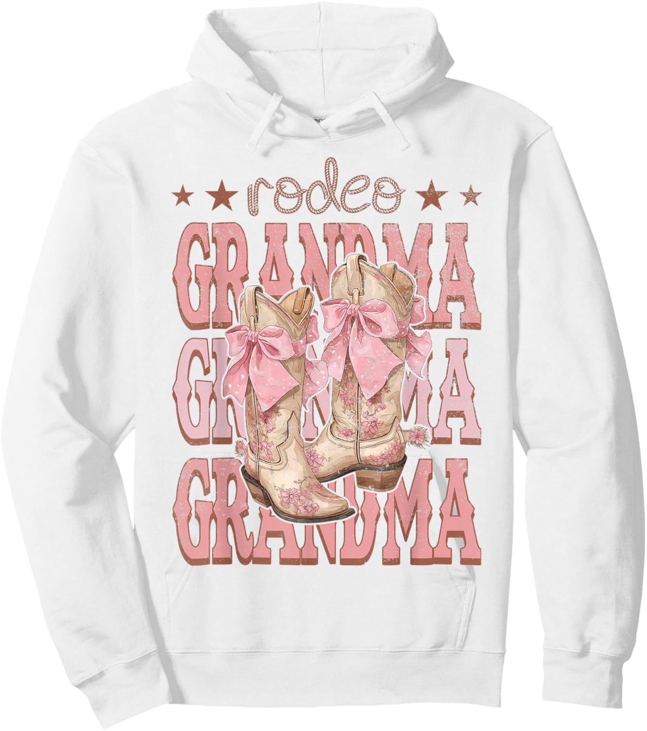 Rodeo Grandma Pink Boots Coquette Cow-Girl Birthday Party Hoodie - Hoodie | White