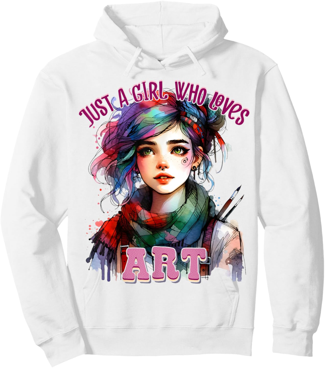 Just A Girl Who Loves Art Colorful Artist Girl Creative Hoodie - Hoodie | White