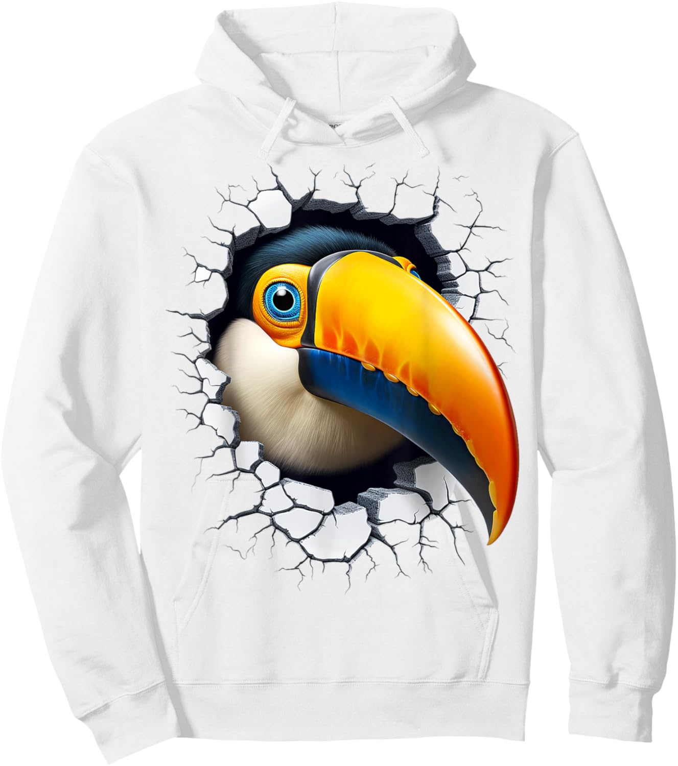 Toucan Animal Abstract Graphic Drawing Artwork Face Toucan Hoodie - Hoodie | White