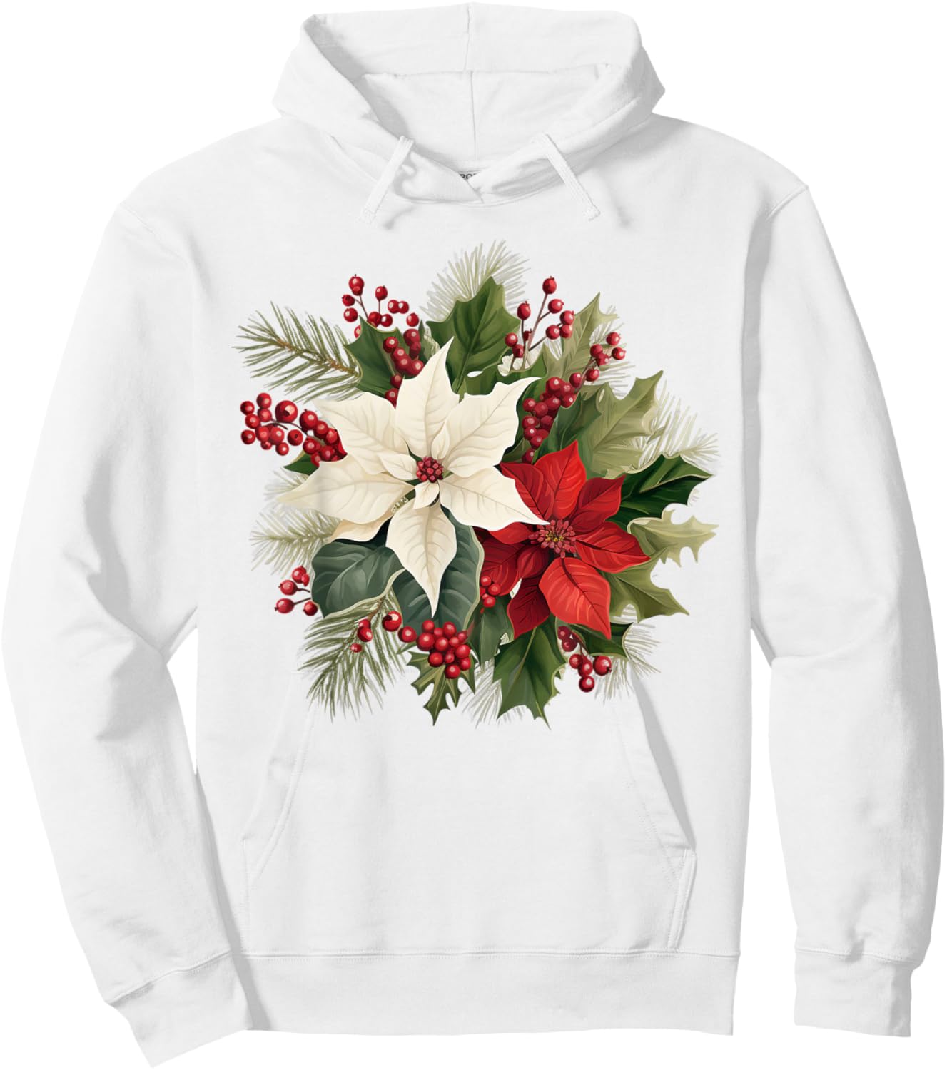 Poinsettia Christmas Flower Hoodie - Hoodie | White