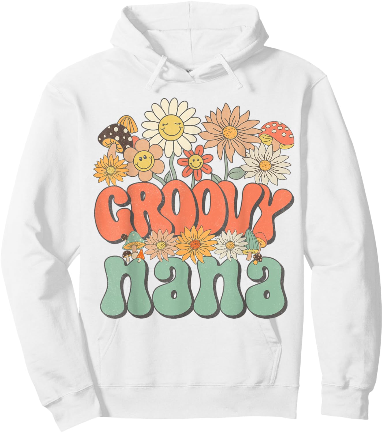 Groovy Nana Floral Hippie Retro Daisy Flower Mother's Day Hoodie - Hoodie | White